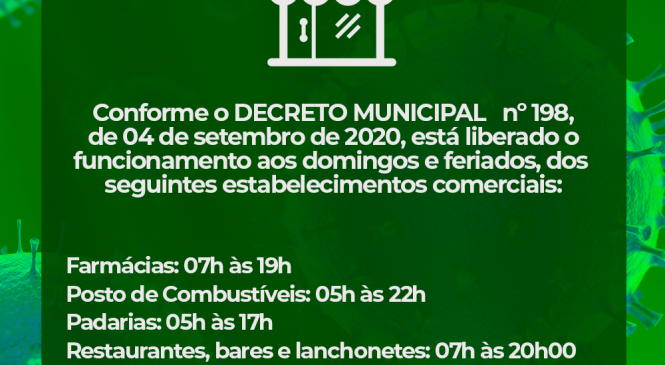 Decreto municipal na cidade oestana de Major Sales/RN, libera o funcionamento aos domingos e feriados de alguns estabelecimentos comerciais