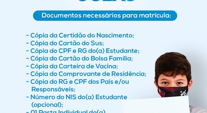 A rede Municipal de ensino de Pau dos Ferros/RN, reforça acerca do seu calendário de matrículas 2021