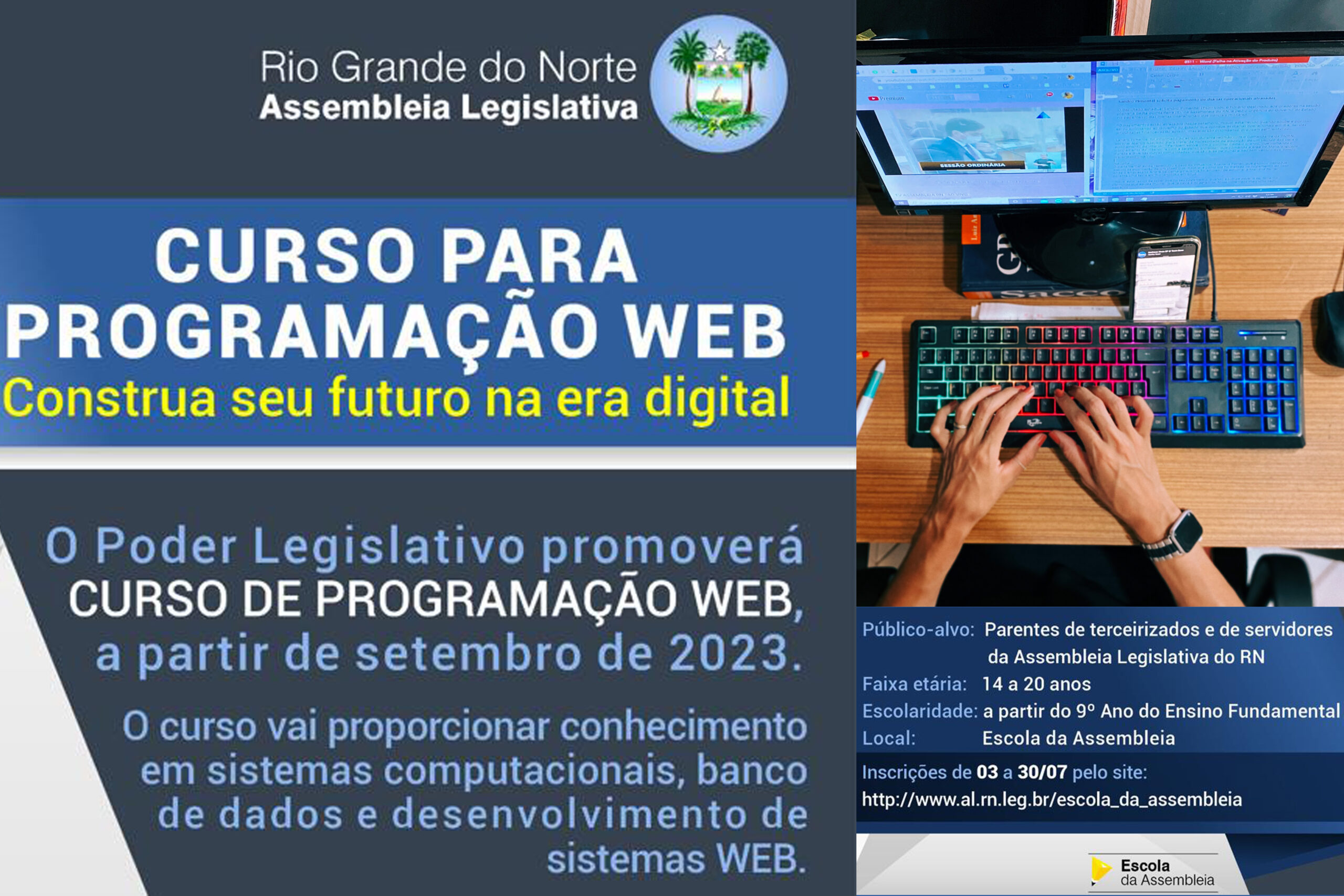 Escola da Assembleia abre inscrições para Curso de Programação Web