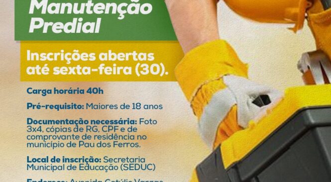 Prefeitura oferece curso gratuito de Manutenção Predial