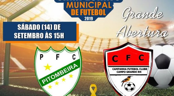 Prefeitura Municipal de Campo Grande/RN, por meio da Coordenação de Esporte e Lazer, realizará o Campeonato Municipal 2019