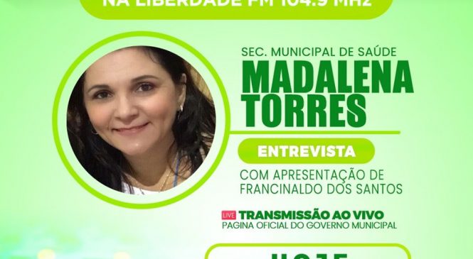 Secretária de Saúde de Frutuoso Gomes/RN, participa de programa da Rádio Liberdade FM, falando sobre as medidas tomadas no município diante da pandemia do Coronavírus