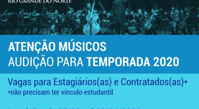 As Audições virtuais inscrições para seleção de músicos da OSRN terminaram nesta quinta (02/04)