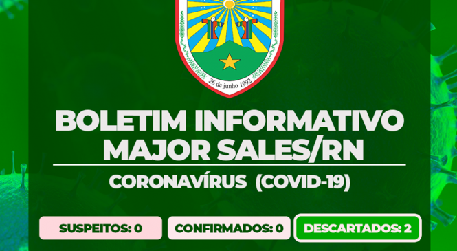 A Secretaria de Saúde de Major Sales/RN, informou que o segundo caso suspeito de COVID-19 no município também apresentou resultado negativo