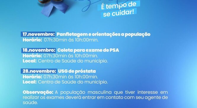 Prefeitura de Água Nova através da Secretaria Municipal de Saúde realiza ações do Novembro Azul