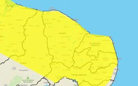 Instituto Nacional de Meteorologia prorroga alerta de chuvas intensas em todo o RN