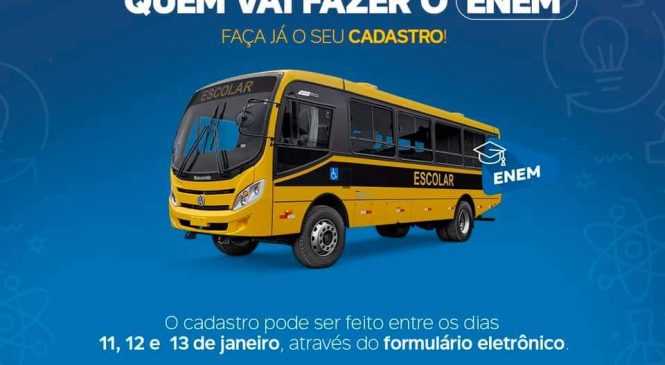 Prefeitura de Água Nova/RN, disponibiliza o transporte escolar para os estudantes que irão realizar a prova do ENEM , nos  dias 17 e 24 de janeiro de 2021