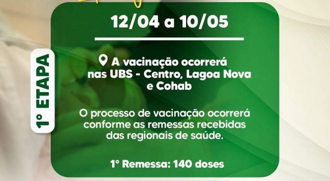 Secretaria de Saúde de Martins/RN, deu início no dia 12 de abril, a primeira etapa campanha da vacinação contra a INFLUENZA, a qual será estendida até o dia 10 de maio