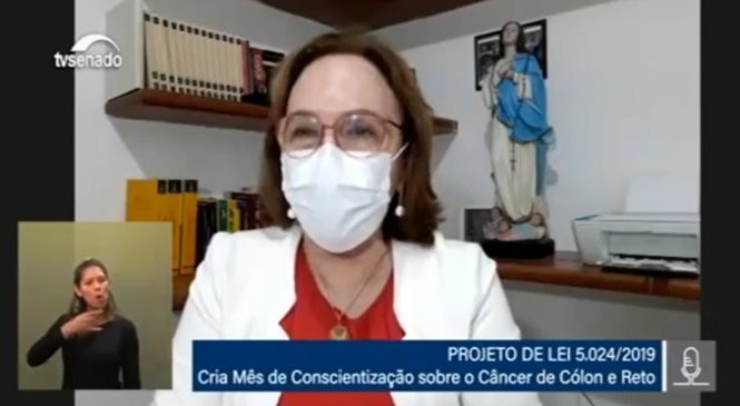 Senado aprova relatório de Zenaide para criação da campanha de Conscientização sobre o Câncer de Cólon e Reto