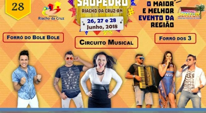 RIACHO DA CRUZ: CIRCUITO MUSICAL E FORRÓ DOS 3 ENCERRAM O MAIOR SAO PEDRO DA REGIÃO NESTA QUINTA